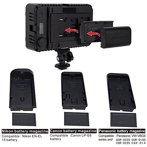 Mcoplus   LED-198B Bi-color LED Dimmable Ultra High Powered LED Studio Video Lighting With Metal Hot Shoe mount Color Temperature 3200K-7500K  for Canon  Nikon  Pentax  Panasonic SONY  Samsung and Olympus Digital SLR Cameras