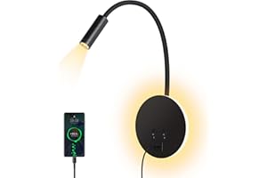 ‎ERWEY ERWEY LED Leselampe 3W+8W Schwanenhals Lampe Bettlampe Wandlampe mit Schalter und USB-Aufladung Innenbeleuchtung für Schlafzimmer Wohnzimmer Büro Hotel, Weiß