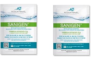 SIFI ACQUATRAVEL SANIGEN 2 pz Bustine Monodose concentrata per la Pulizia di Tutto l’impianto dell’Acqua Potabile - SANIFICANTE IGIENIZZANTE per Serbatoio Camper E Barca