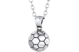 PROSTEEL Colgantes Balón Fútbol Balompié Acero Inoxidable con Cadenas Ajustables, Regalo Original para Fanáticos de Deportista Fútbol