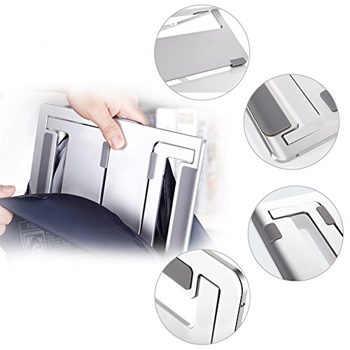 Portable Laptopständer mit Handy Halterung, Hizek Aluminum Laptop Ständer und Handy Ständer Kühler Laptop Ständer Notebookstativ für Apple Macbook, Computer und Notebooks (Silber) - 4