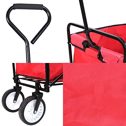 HOMFA Bollerwagen Transportwagen Handwagen Transportkarre faltbar Gartenwagen Gerätewagen 83x53x63cm bis 80 Kg 360° drehbar (Red) - 6