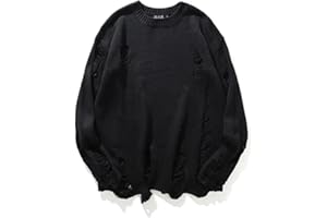 NIAN Black Red Striped Sweaters Washed Destroyed Ripped Sweater Men Hole Knit Jumpers Men Women Oversized Sweater Harajuku