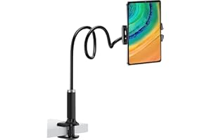 Santiaoniu Schwanenhals Tablet Halterung, Tablet Halter – Flexibler Verstellbarer Arm im Bett für Ipad/Handy/iPad Air, iPhone, und Weitere 4,7-11 Zoll Geräte (Schwarz)