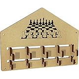 Fácil de instalar Azeeda \'Tablero de ajedrez y Piezas\' Ganchos de la Capa montados en la Pared (WH00036182)