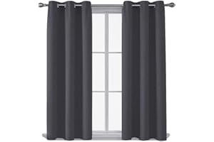 AR Ware Blackout Curtains For Bedroom - 2 Panels with Tie Backs and Eyelets Thermal Blackout Curtains - Energy Saving lightweight curtains, Noise Reducing, Soft Curtains Bedroom