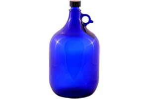 Albert's Premium Selection 5 Liter Henkelflasche/Glasballon, blau, inkl. schwarzem Deckel (1)