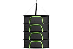 SUPYINI Filet de séchage pour herbes - 2/4/6/8 couches - Panier suspendu avec fermeture éclair - Support de séchage pliable - Filet de séchage avec crochets - Support de séchage pour plantes et