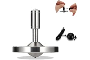 LOQATIDIS Precision Spinning top with String, High Performance Stainless Steel Metal Anty-Gravity Desktop Gyro Toys, Amazing Spin Time Up to 15 Minutes, Efficiently Waste Your Time (Silver L)