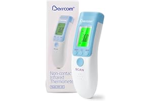 Berrcom Termómetro Digital Termómetro Frente Infrarrojo sin Contacto Termómetro Bebés, Médico Termometros pantalla Retroiluminada de Tres Colores