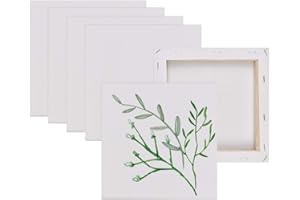 Toiles à Peindre FOROREH 6 pièces Panneaux de Toile 15x15cm - Toile Peinture Blanche de Coton - Toile à Peindre Adaptées pour Peintures Acryliques, Peintures à l'huile, Gouache - Coton sans Acide