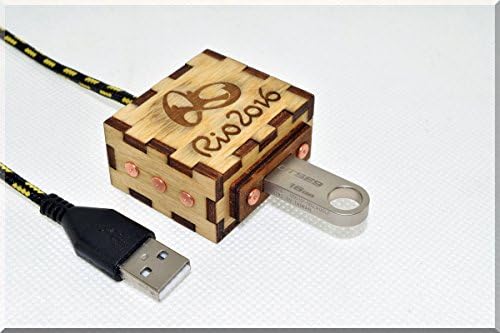 Handmade Rio 2016 Logo Cable Extention with durable knit nylon cable. Game Gadget ####### (Tags: Wood Handwork Handcraft Unique Best Cool Great USB HUB Device)