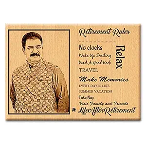 Incredible Gifts India Personalized Beech-wood Photo Plaque Best Retirement for Father, Mother, Boss (7x5 inches, Brown)