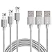 Produktbild iRoundy (3ft/1m 6ft/2m 10ft/3m)Premium 2.0 Sync Daten Schnell Ladekabel, Ultra Durable Nylon geflochten Draht, Universal Power Line Ladekabel für Samsung Galaxy S7, S6, Edge, S4, S3, Note 5,4,2, Google Nexus, LG, HTC, Nokia und mehr (3FT 6FT 10FT Silver)