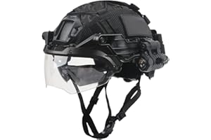 AQzxdc Taktisches Taschenlampen-Set, Verstellbares Helmvisier, mit Airsoft-Helm und Helmüberzug, für Paintball BBS Gun Shooting Game Halloween Cosplay Party