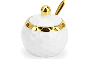 TELANKS Zuccheriera in Ceramica, Condimento Box con Coperchio e Cucchiaio, Spezia Jar Cucina Scatola Barattolo di Spezie, Utensili da Cucina Forniture per Spezie (Bianca)