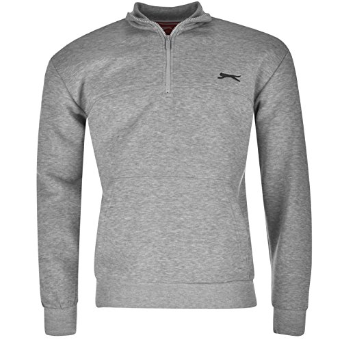Slazenger sudadera para hombre, forro polar, con cremallera superior, de manga larga, Gris claro, XS