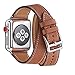 Produktbild WFEAGL Kompatibel mit Armband 38mm 40mm,Top Grain Lederband Ersatzband mit Edelstahl-Verschluss mit für Serie 4/3/2/1, Sport, Edition (38mm 40mm,Braun Doppel Tour+Silber Adapter)