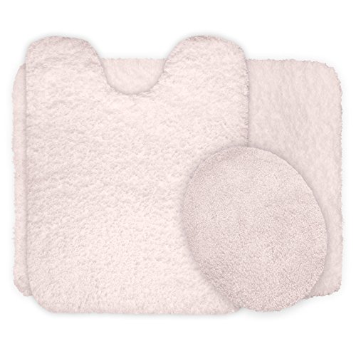 Lavish Home 3 Piezas Super de Peluche Antideslizante Alfombra de baño Alfombra Conjunto