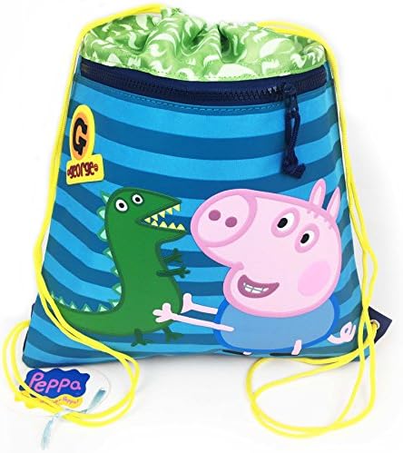Official Large Peppa Pig George with Front Pocket Kids Childrens Gym Swim Shoe Sports Bag High Quality Material &amp; Print