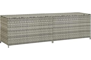 vidaXL Baule da Giardino Robusto Elegante Leggero Box Portaoggetti Contenitore Cassapanca in Polyrattan Telaio in Acciaio 200x50x60 cm Grigio