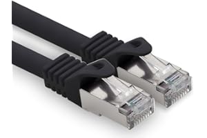 freiwerk 15m - schwarz - 1 Stück CAT.7 Netzwerkkabel Lan Ethernet Patch Kabel S-FTP LSZH PIMF 10GB s RJ45 Stecker Cat6a