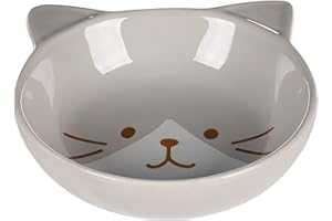 Flamingo Gamelle pour Chats Kapo céramique Gris Rond - 280ml - 13,5x14,5x4cm - Gamelle pour la Nourriture et l'eau pour Chat