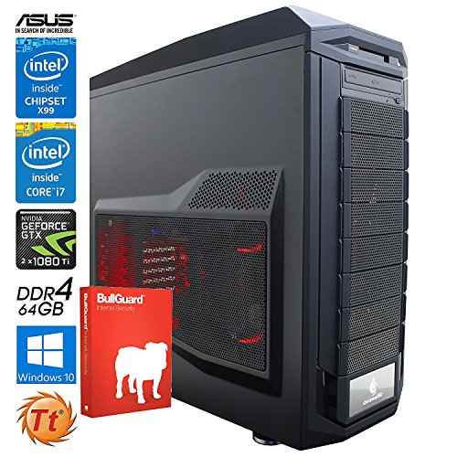 SNOGARD eXTREME Gaming PC | Intel® Core i7-6850K | 2 x Nvidia Geforce GTX1080 Ti | 64GB DDR4 RAM | 512GB M2 SSD + 8TB | Blu-ray/CD/DVD-Rewriter | Ultra Gamer Desktop Computer