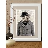 Kunstdrucke, Hund, Bulldogge auf Antike Buchseite,#BUL04