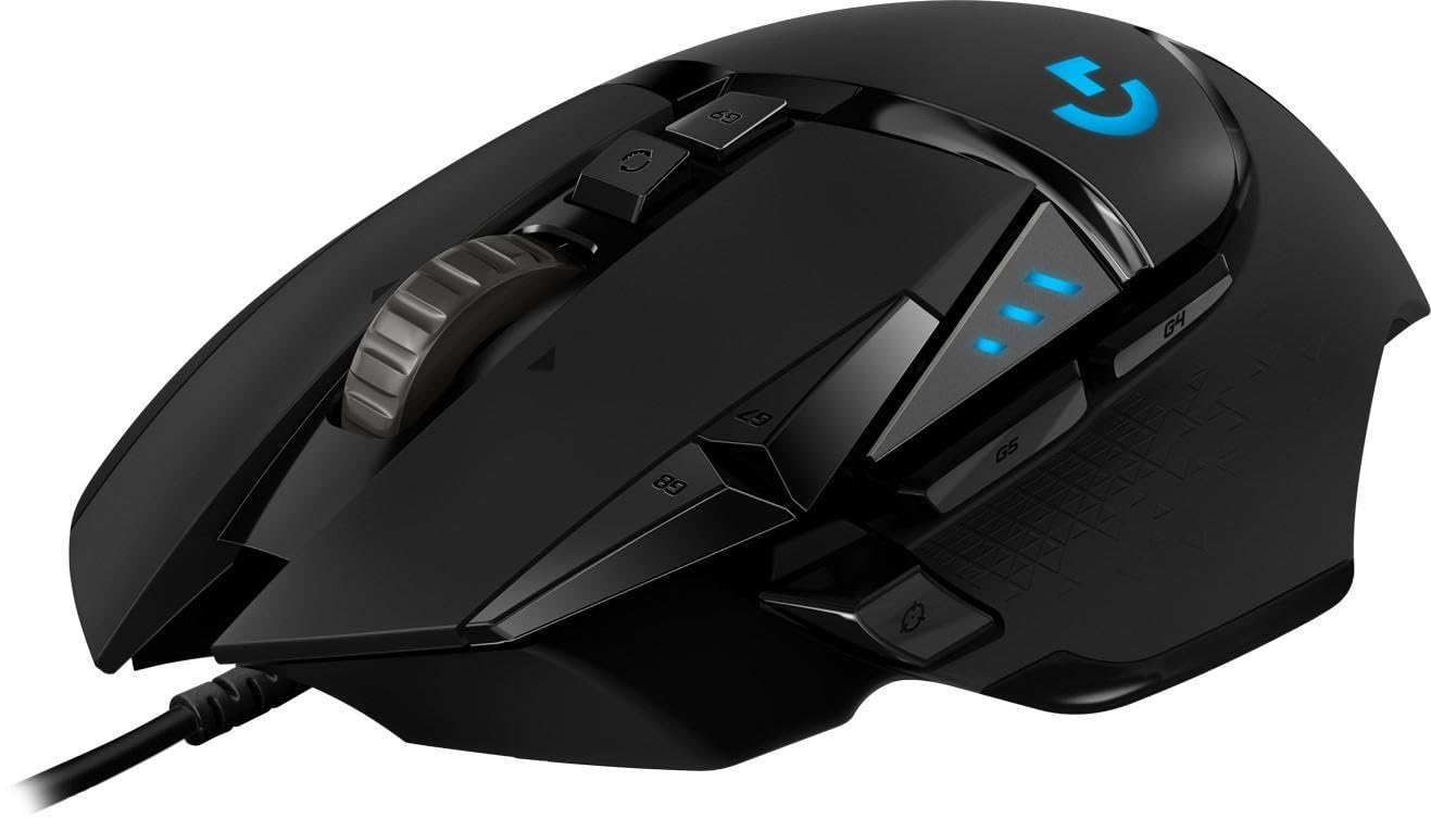 Logitech G G502 Hero Ratón Gaming con Cable Alto Rendimiento | Captor HERO 25K, 25,600 DPI, RGB, Peso Personalizable, 11 Botones Programables, Memoria Integrada, PC/Mac - Negro