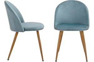 JZGORC Pack de 2 Silla de Comedor, Silla de Comedor de Terciopelo Suave, con Patas de Metal, con Almohadilla Protectora Ajustable - Verde