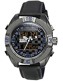 SHARK ARMY Herren Armbanduhr Schwarz Leder Band Sportuhr Tag/Datum/Chronograph/Alarm/LCD SAW171