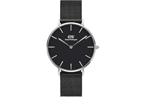 Daniel Wellington Petite Ashfield Orologio Unisex Adulto, 36mm, in Maglia, Nero/Argento