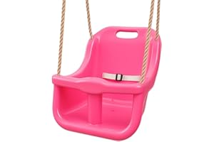 CHILDWOOD PLAY Children Deluxe High Back baby swing seat perfect for Garden swings and Climbing Frames (Pink with Pink T-Bar)