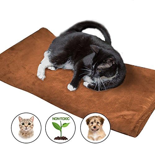 Large Thermal Pet Warming Bed - Best For Dogs and Cats - 100% Pet Friendly and Soft Pet Mat- XL- Couch Protecting Pet Pad (Brown) Pet Thermal Bedding