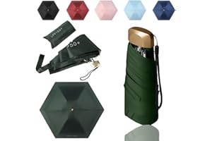 Tirimbeles Paraguas Plegable de Bolsillo para Viaje, Sombrilla de Mano 6 Varillas, Mini Paraguas Protección Solar UV, Compacto y Elegante con Funda, Ideal Viajar y Bolsos Pequeños