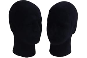 Graootoly Testa di manichino da uomo in polistirolo nero in schiuma di polistirolo, 2 x nero