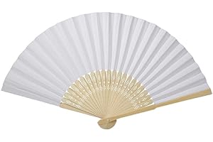 Biitfuu Folding fan Ribs Paper Pocket Fan Painting for Wedding Party Decoration (White)