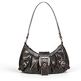 PALAY® Shoulder Bag for Woman Brown Y2K Purse Top Handle Handbag Small Goth Punk Hobo Clutch Purses Trendy Underarm Bag