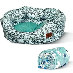 Cat Bed Dog Beds for Small Dogs, Non-Sticky Hair, Easy Clean, Free Soft Flannel Blanket, Pet Furniture Puppy Kitten Bed for Indoor Cats, Non-Slip Bottom Suit for Winter Summer Sleeping Cozy Teddy