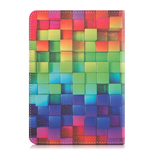 kwmobile Hülle für Tolino Shine 2 HD – Flipcover Case eReader Schutzhülle – Bookstyle Klapphülle Regenbogen Würfel Design Mehrfarbig Grün Blau - 3