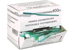 HUISMERK Mediware Einmal-Zahnbürste ohne Zahnpulver grün - 100 Stück | Packung (100 Stück)