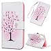 Produktbild WaackGG für iPhone XR Hülle Leder Flip Case Gemalt Tasche Wallet Handyhülle Leder Bookstyle Brieftasche Schutzhülle Handytasche Magnetisch Kartenfach Ständer Etui Pflaumenbaum