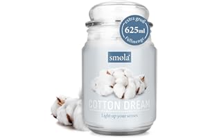 ‎SMØLA smøla Große Duftkerze im Glas I Cotton Dream 625ml - Kerze Frische Wäsche I bis zu 140 Stunden Brenndauer I vegane Sojawachs-Kerze I perfekte Geschenkidee