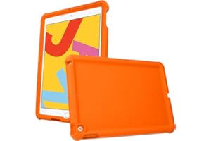 TECHGEAR Parachoques Funda para iPad 10.2" (9ª / 8ª / 7ª generación) - Resistente Antideslizante a Prueba de Golpes de Silicona Suave Funda + Protector de Pantalla - Funda Niños [Naranja]