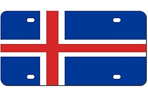 Higoss Marco de matrícula de la bandera de Islandia, placa de matrícula frontal de metal de aluminio para automóvil, marco decorativo novedoso de cubierta de matrícula de 6 x 12 pulgadas