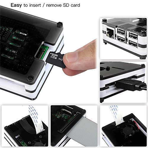 Para Caja Raspberry Pi 3 b  con Cargador 5V 2 5A con Conector ON   OFF   3 x Disipadores   Ventilador Compatible con Raspberry Pi 3 2 model b  b Case No incluye la placa Raspberry Pi 