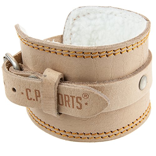 C.P. Sports Zughilfen Fußschlaufe Leder Gepolstert, Natur, Kabelzugturm, Kraftstation extra weiche Polsterung - 3
