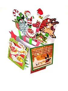 RMantra Christmas, Card in a Box, 3D Pop-Up, Santa, Carolers, Reindeer Handmade Greeting Card
