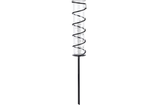 SUPERDANT 12cm Pluviomètre en Verre Spirale Pluviomètre Cadre en Métal Pluviomètre en Verre Tasse à Mesurer Constatations de Fer Tube Verre Pluviomètre Décor pour Jardin Pelouse Arrière-Cour